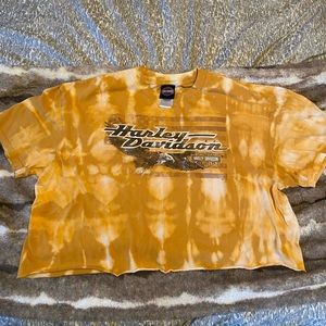 Tie dye crop Harley Davidson tee